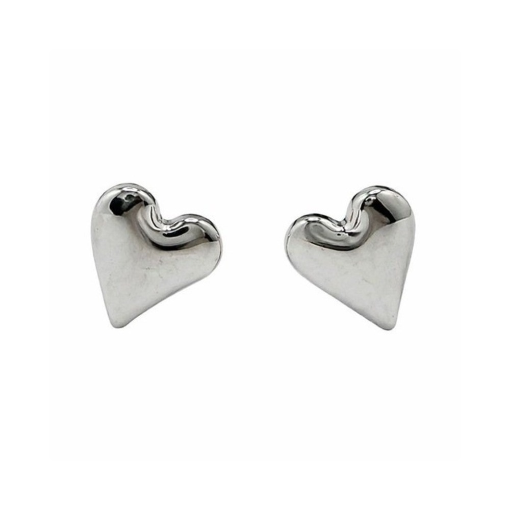 Heart Stud Earrings Silver Tone – Minimalist Fashion‎ Jewelry